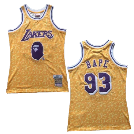 Los Angeles Lakers BAPE #93 Classics Swingman Jersey Yellow - uafactory
