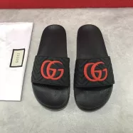 Gucci Matelasse Rubber Slide Sandals Black / Red - uafactory