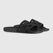 Gucci Rubber GG Slide Sandal Black - uafactory