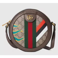 Gucci Round Shoulder Bag Double G Beige Ebony GG Supreme Canvas - uafactory