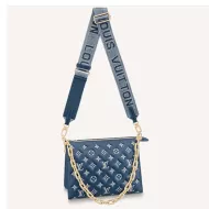Louis Vuitton Coussin PM Handbag Navy Blue Denim-Printed Lambskin - uafactory