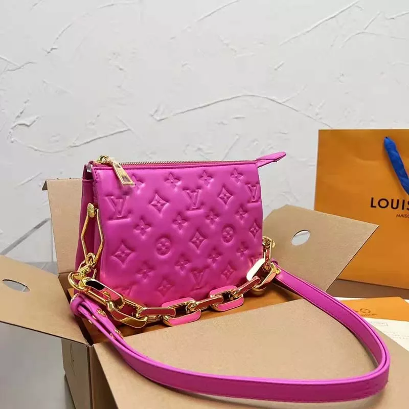 Louis Vuitton Coussin BB Handbag Orchidee Purple Monogram Embossed Puffy Lambskin - uafactory
