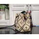 Louis Vuitton NéoNoé MM Bucket Bag Beige Embroidered Embossed Grained Cowhide
