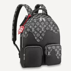 Louis Vuitton Backpack Multipocket Black Monogram Denim Taurillon Cowhide Leather
