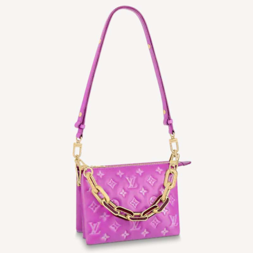 Louis Vuitton Coussin BB Handbag Orchidee Purple Monogram Embossed Puffy Lambskin
