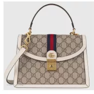 Gucci Ophidia Small Top Handle Bag Beige Ebony GG Supreme Canvas - uafactory