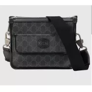 Gucci Messenger Bag with Interlocking G Black GG Supreme Canvas - uafactory