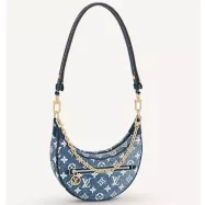 Louis Vuitton Half-Moon Loop Baguette Handbag Navy Blue Denim Jacquard - uafactory