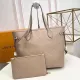 Louis Vuitton Neverfull MM Tote Beige Embossed Cowhide Leather - uafactory