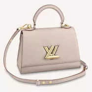 Louis Vuitton Twist One Handle PM Handbag Pink Greige Taurillon Cowhide - uafactory