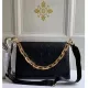 Louis Vuitton Coussin MM Handbag Black Monogram Embossed Puffy Lambskin