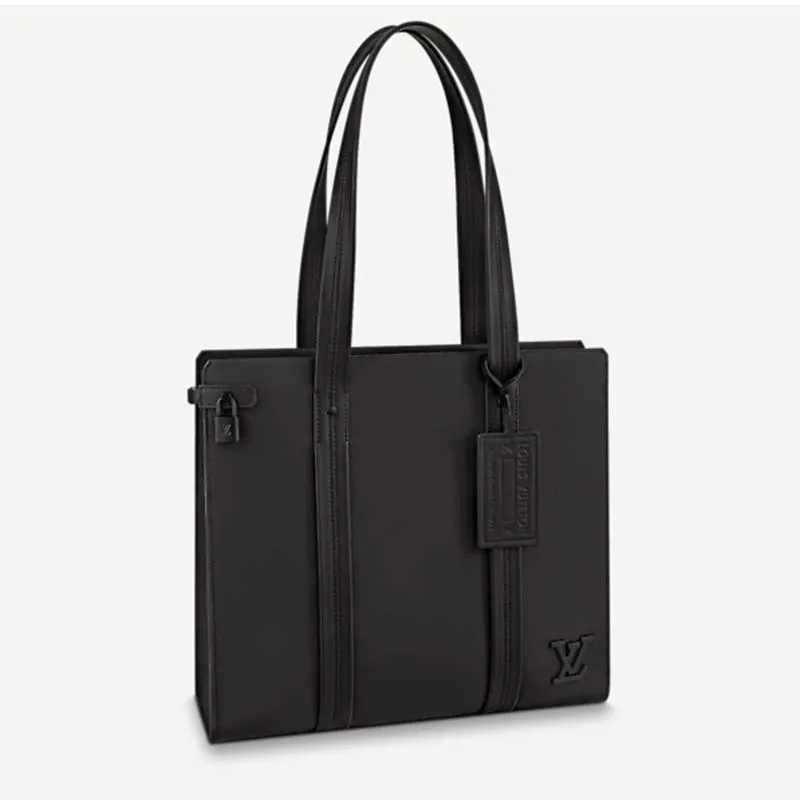 Louis Vuitton Aerogram Tote Black Grained Calf Cowhide Leather - uafactory