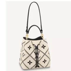 Louis Vuitton NéoNoé MM Bucket Bag Beige Embroidered Embossed Grained Cowhide - uafactory