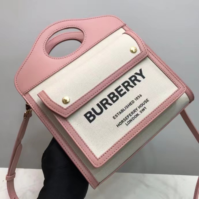 Burberry Mini Two-tone Canvas and Leather Pocket Bag