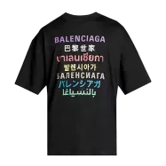 Balenciaga Multi Languages Logo T-Shirt Black - uafactory
