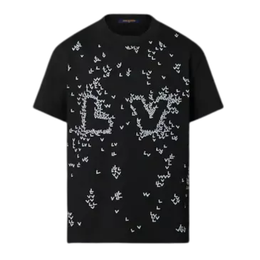 Louis Vuitton LV Spread Embroidery T-shirt Black - uafactory