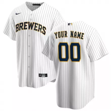 Men's Milwaukee Brewers Nike White Alternate 2020 Replica Custom Jersey - uafactory