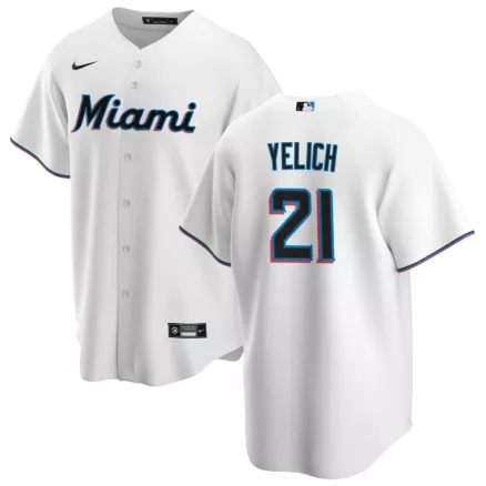 Men's Miami Marlins Christian Yelich #21 Nike White Home 2020 Replica Jersey - uafactory
