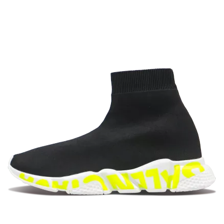 Balenciaga Speed Sneaker Black Yellow Letter - uafactory